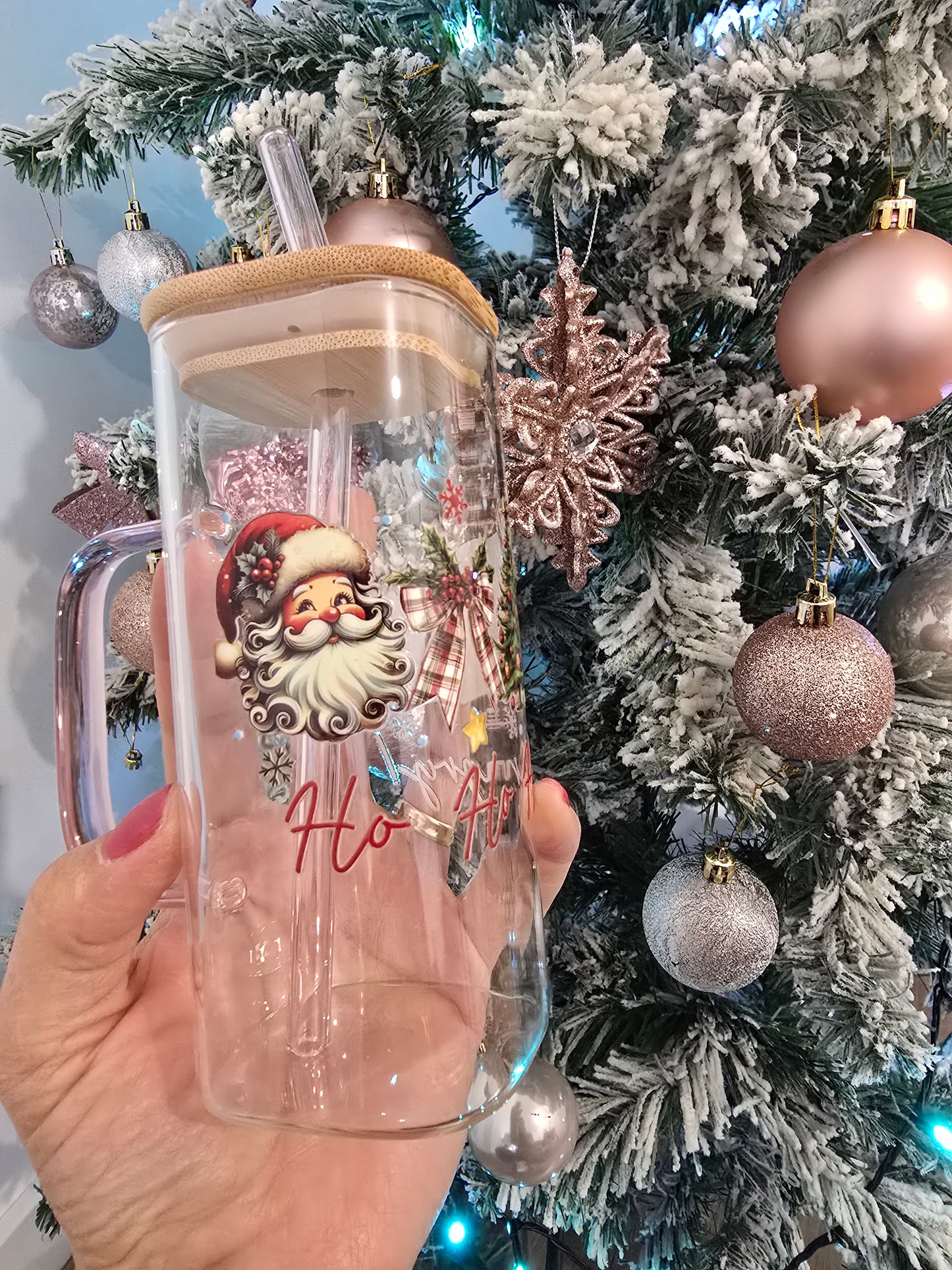 Happy Santa - Vaso de vidrio 400ml