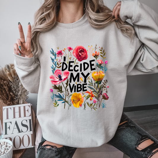 I decide my vibe - Sudadera de cuello redondo (beige)