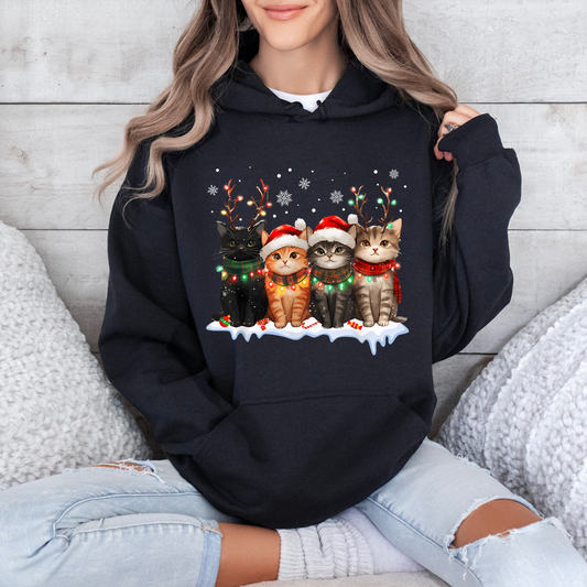 Christmas Cat - Sudadera con capucha (negra)