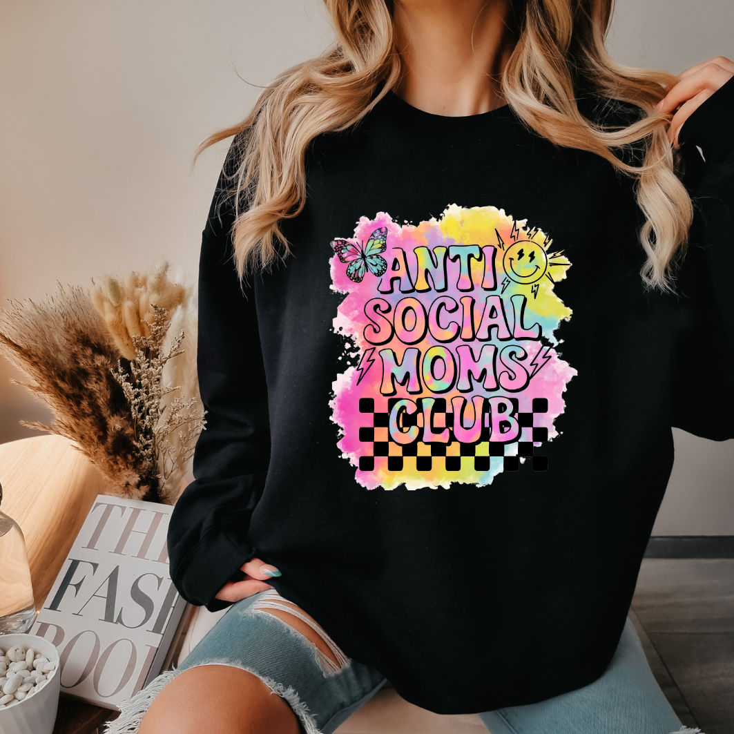 Anti Social Moms Club - Sudadera de cuello redondo (negro)