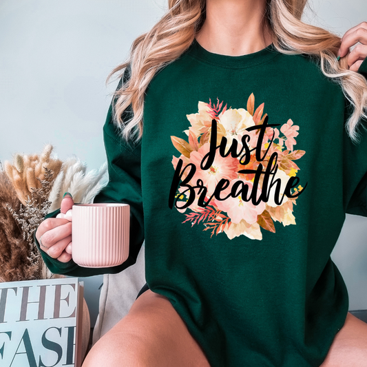 Just breathe - Sudadera de cuello redondo (verde oscuro)