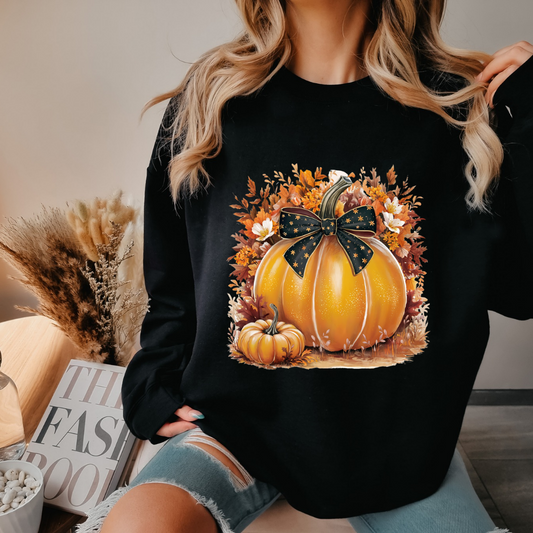 Bow Pumpkin - Sudadera de cuello redondo (negro)