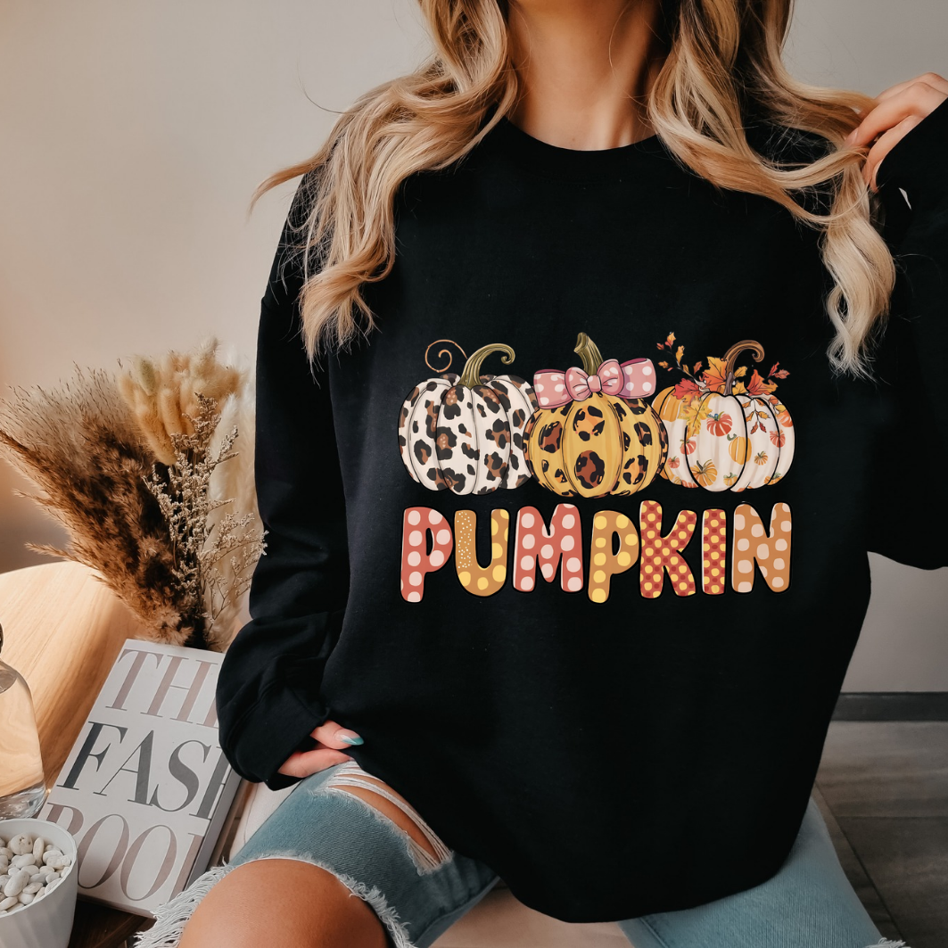 Cute Pumpkin - Sudadera de cuello redondo (negro)