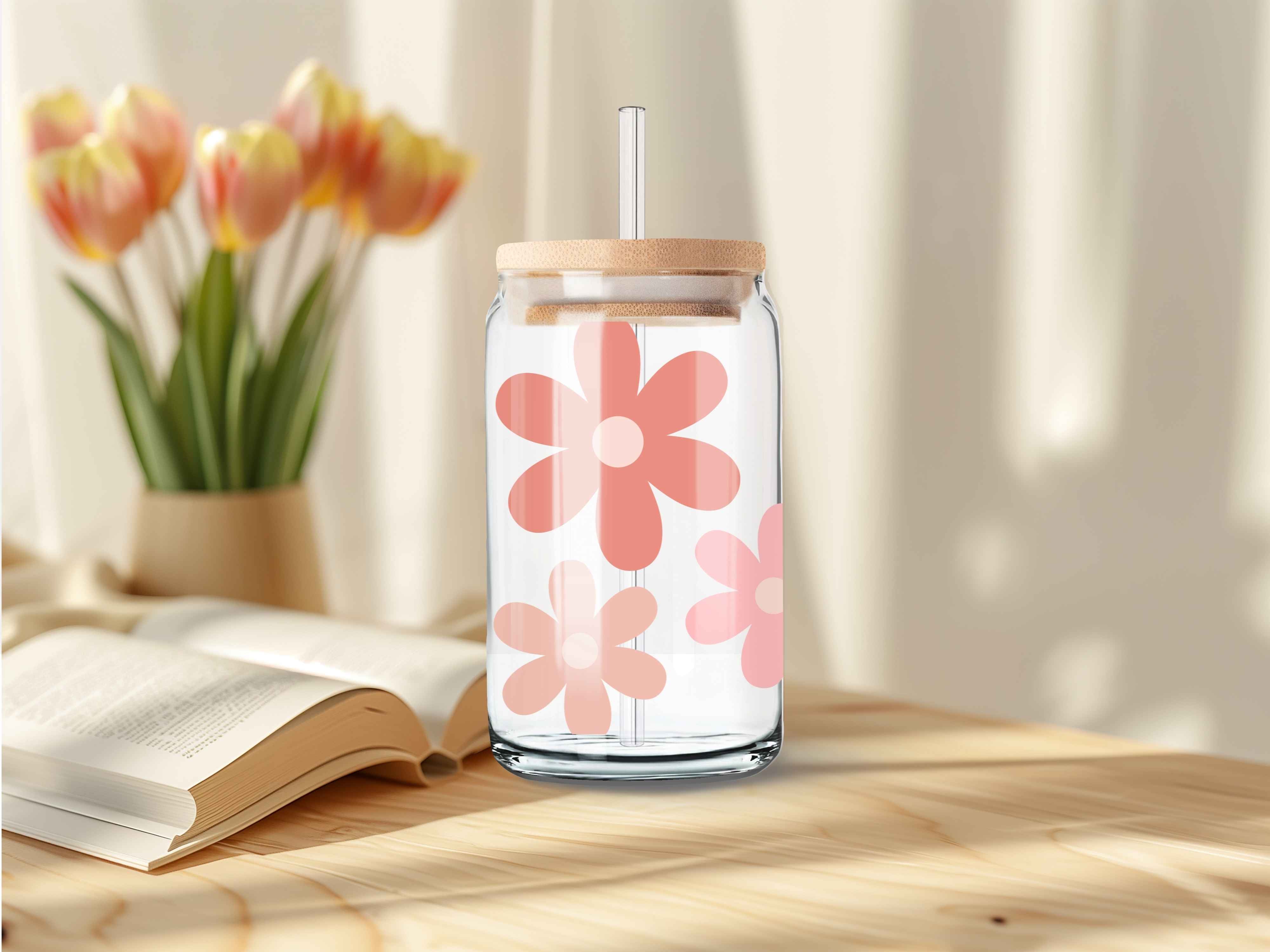 Florales 🌸 - 500ml vaso de vidrio